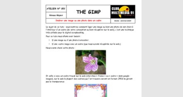 Cours GIMP : Insérer une image ou une photo dans un cadre