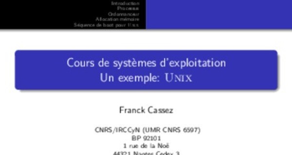 Cours de systèmes d’exploitation Unix