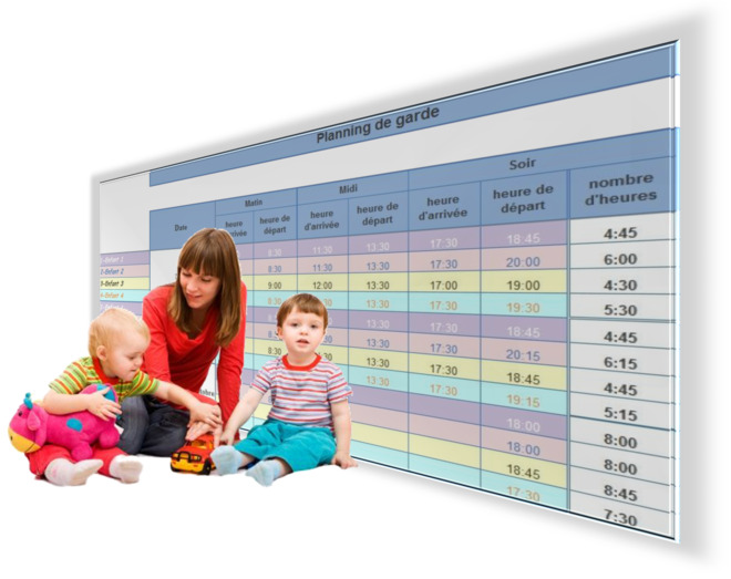 Modèle de planning pour nounou sur Excel - Modèles Excel