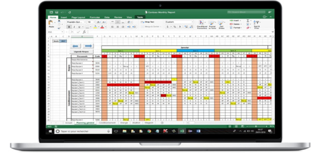 Modèle de planning des taches sur Excel