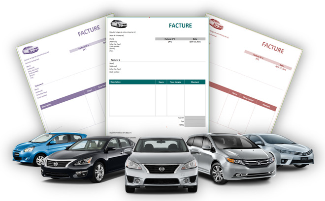 Modèle de facture de location de voiture sur Excel 