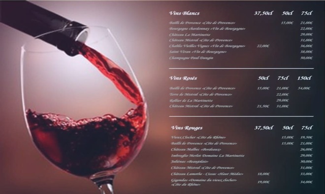 Modèle de carte des vins sur Word