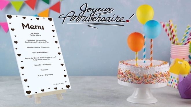 Modèle de menu pour anniversaire sur Word