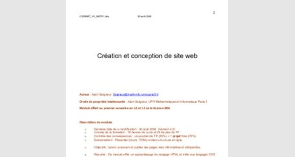 Cours webmaster : création et conception de site web