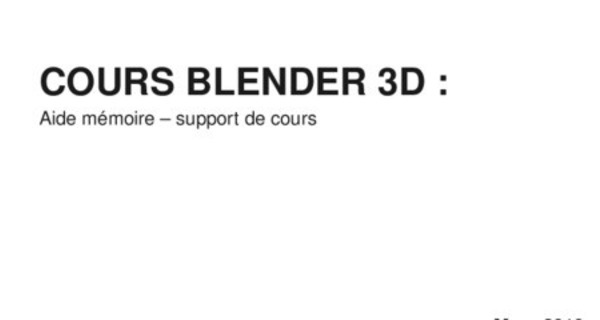 Cours pour débutez dans la 3D avec Blender