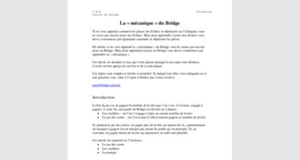 Introduction au mécanique du Bridge 
