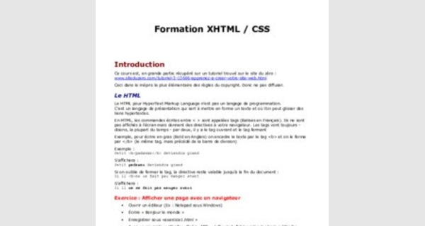 Formation en Xhtml et CSS 