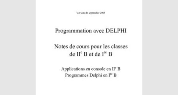 Tutoriel Programmation avec DELPHI