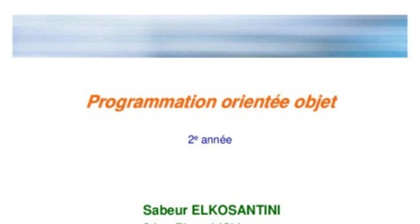 Programmation orientée objet Langage C++