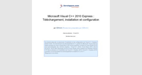 Cours introduction à Microsoft Visual C++ 2010