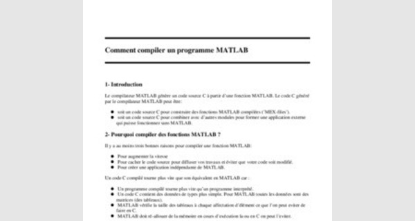 Comment compiler un programme MATLAB 