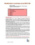 Cours Modélisation numérique sous MATLAB