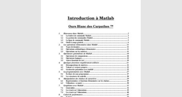Cours de Matlab : commandes et fonctions