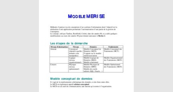 Modele Merise le MCD, MLD et le MPD support de cours