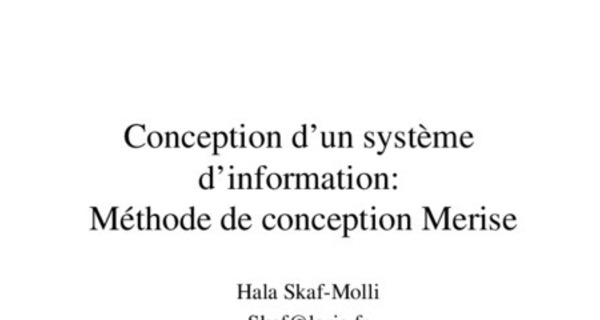 Conception des systèmes d’information par la Méthode de conception Merise