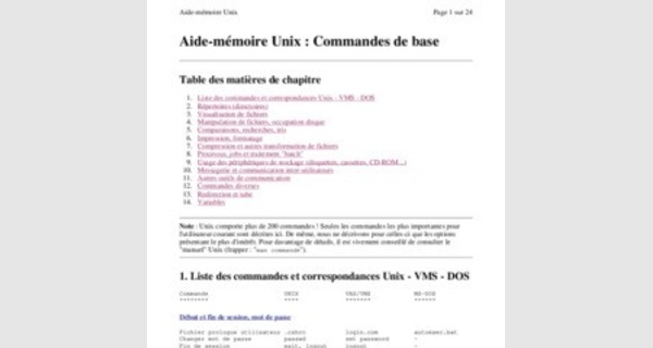 Commandes de base pour Unix