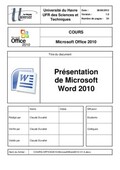 Formation d’initiation à Microsoft Office Word 2010