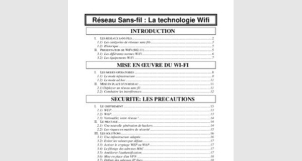 Réseau Sans-fil : La technologie Wifi