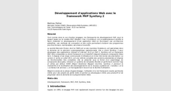 Développement d'applications Web avec le framework PHP Symfony 2