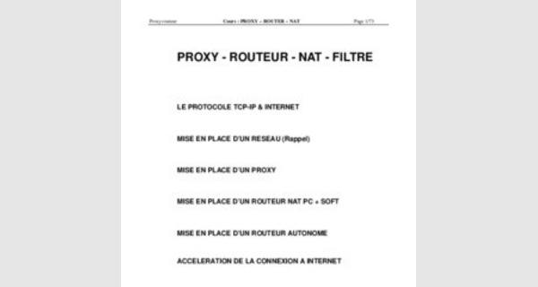 Cours PROXY – ROUTER – NAT - Filtre