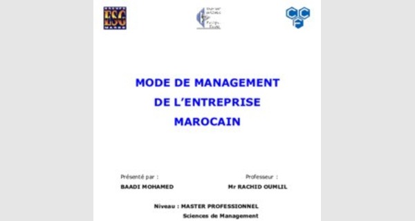 Cours sur management marocaine
