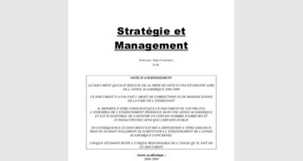 Cours sur  stratégie et management 