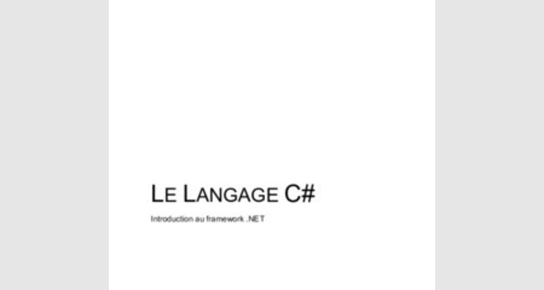 Cours de langage C# : Introduction au framework .NET