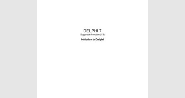 Initiation à Delphi 7 
