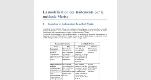 La modélisation des traitements par la méthode Merise