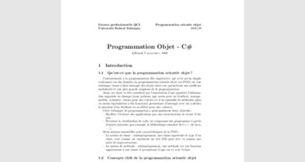 Formation Programmation Objet C# 