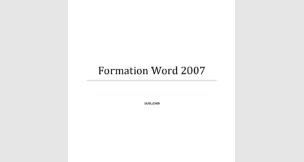 Formation Word 2007 Cours complet 