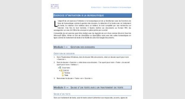 Exercice bureautique pour réviser ensemble
