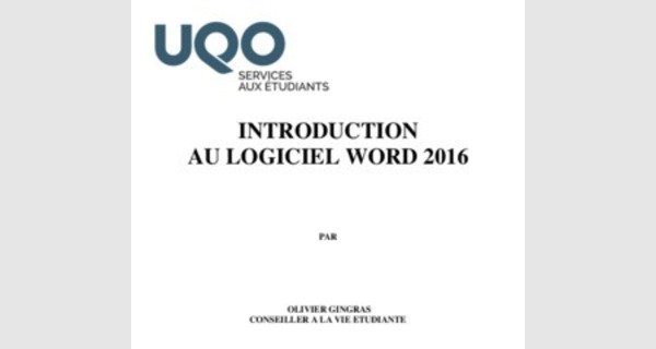 Document bureautique : introduction à Word 2016