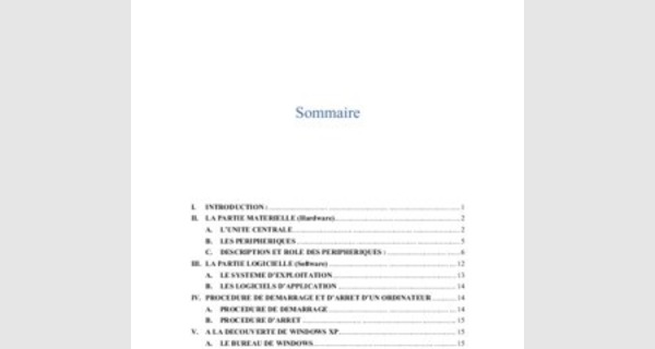 Cours de l'informatique bureautique avancé