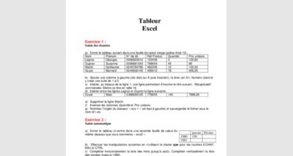 Td bureautique : Microsoft Excel