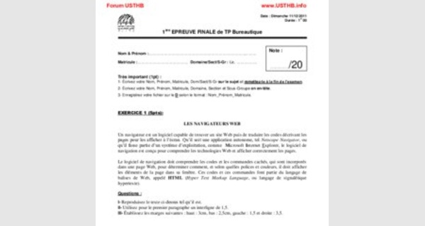 Sujet examen fin de module bureautique ofppt 