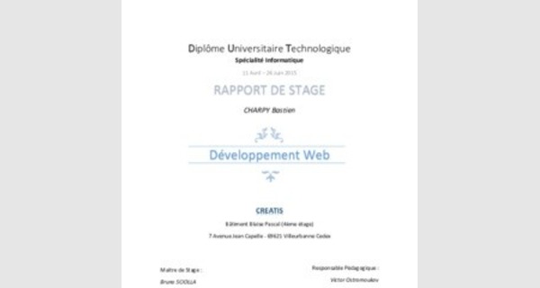 Exemple rapport de stage developpement web 