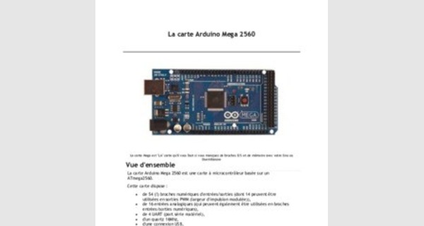 Tutoriel carte Arduino méga 2560 