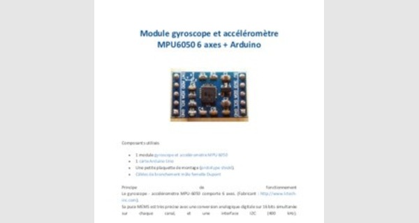 Tutoriel de Arduino et MPU6050 