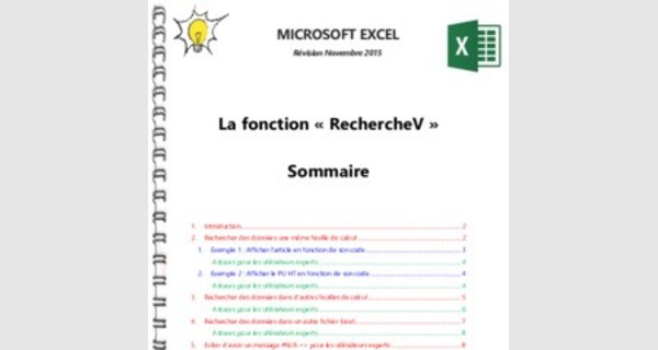 Cours Excel : la fonction RechercheV 