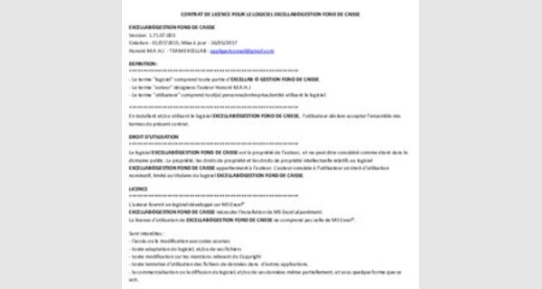 Application Excel pour la gestion de fond de caisse