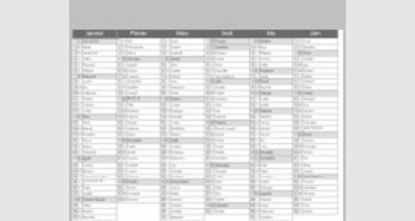 Modèles de calendrier semestriel sous Excel