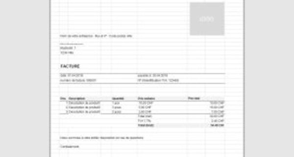 Exemple sur Excel de facture de vente