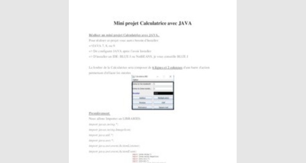 Mini projet calculatrice avec JAVA