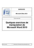 Exercices de manipulation de Microsoft Word 2010
