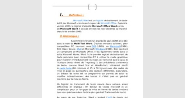 Document d’apprentissage de Microsoft Word 2007