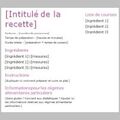 Modèle de fiche recette avancé sur Word