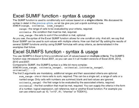 EXCEL tutorial SUMIFS function - Excel courses