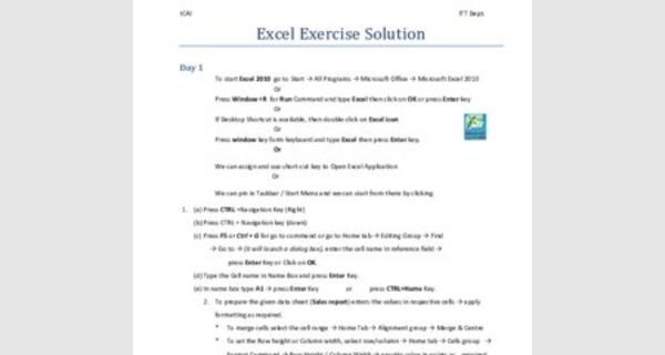 Learn EXCEL exercises with solutions