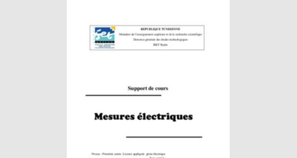 Support de cours d’apprentissage sur les unités et méthodes de mesures électriques